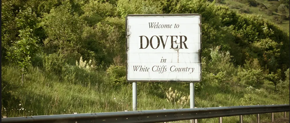 Welcome to Dover - White Cliffs Country Sign. AHT visiting pupils