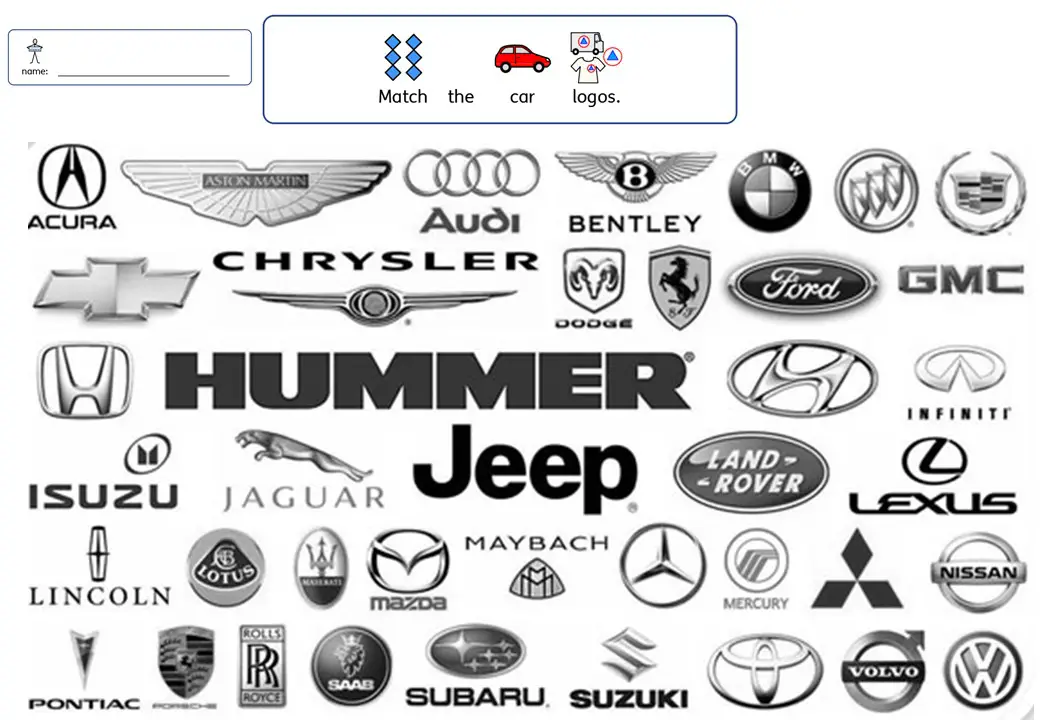 Free SEN teaching transport topic resources - Vehicle logos