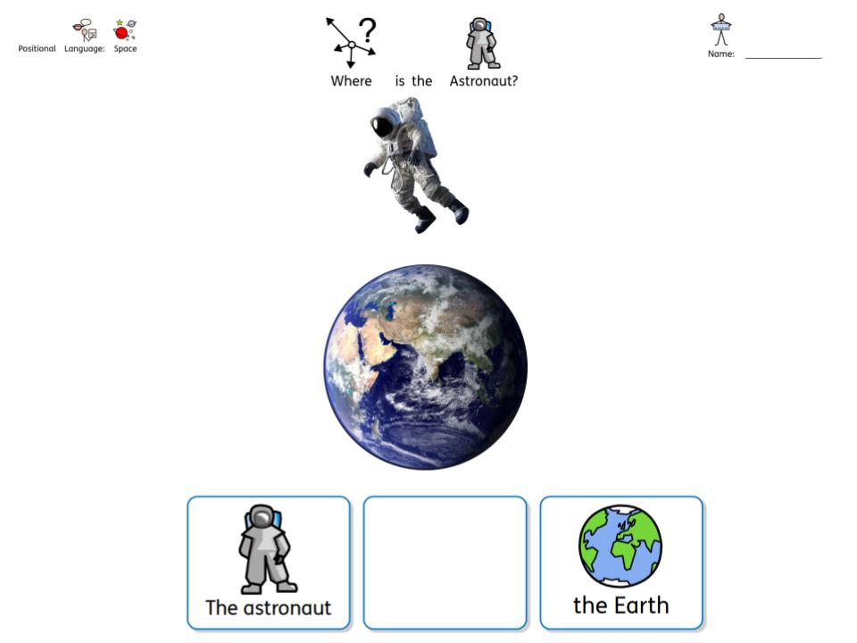 Space Positional Language free Worksheets earth example image