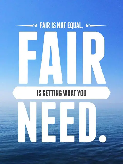Inclusion quote Fair is not equal fair is getting what you need Poster