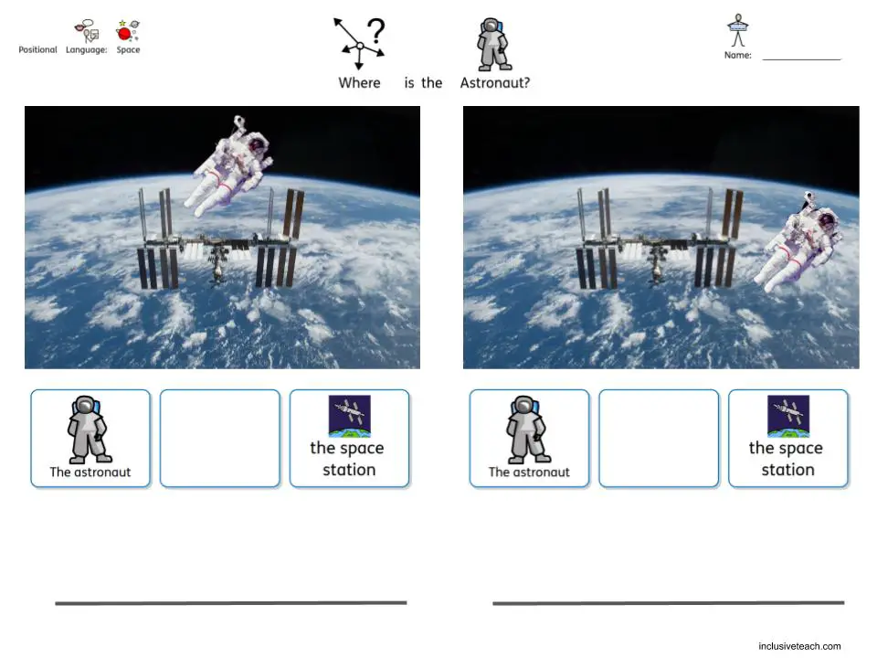 Astronaut space themed SEN worksheet