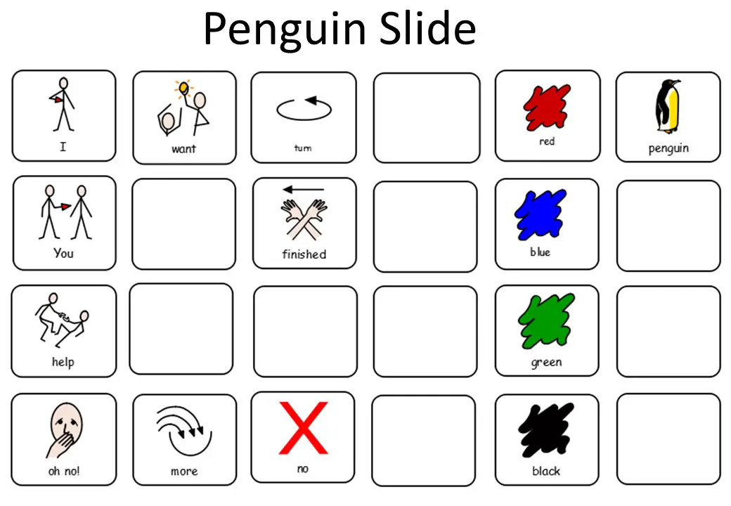 Penguin Slide communication board AAC game