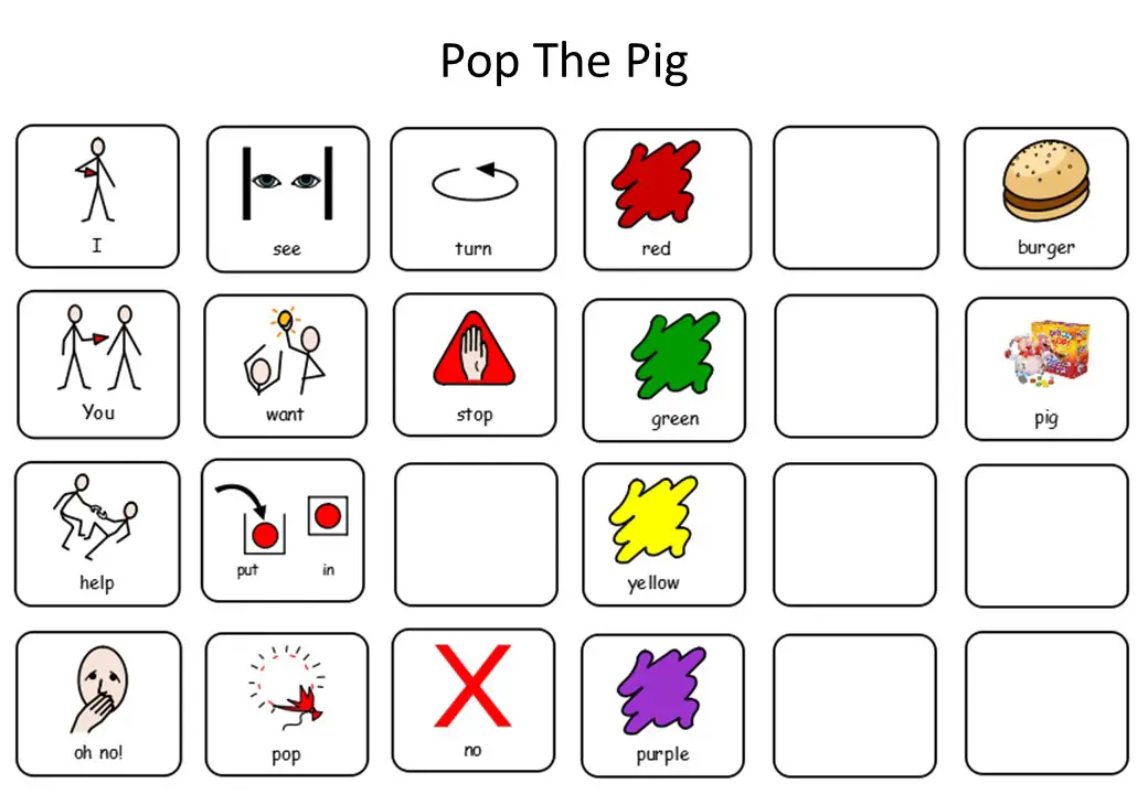 pop the pig assistive communication system board