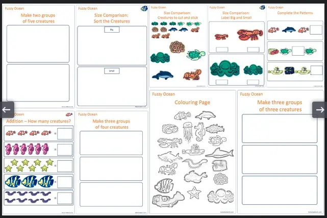 Free Fuzzy Ocean printable teaching resources Unser the sea topic EYFS
