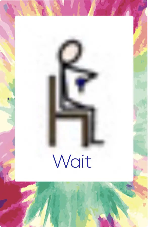 Teaching children to wait card autism symbol