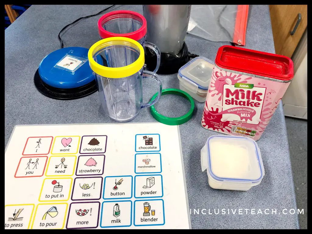 Making milkshakes accessible sensory play
