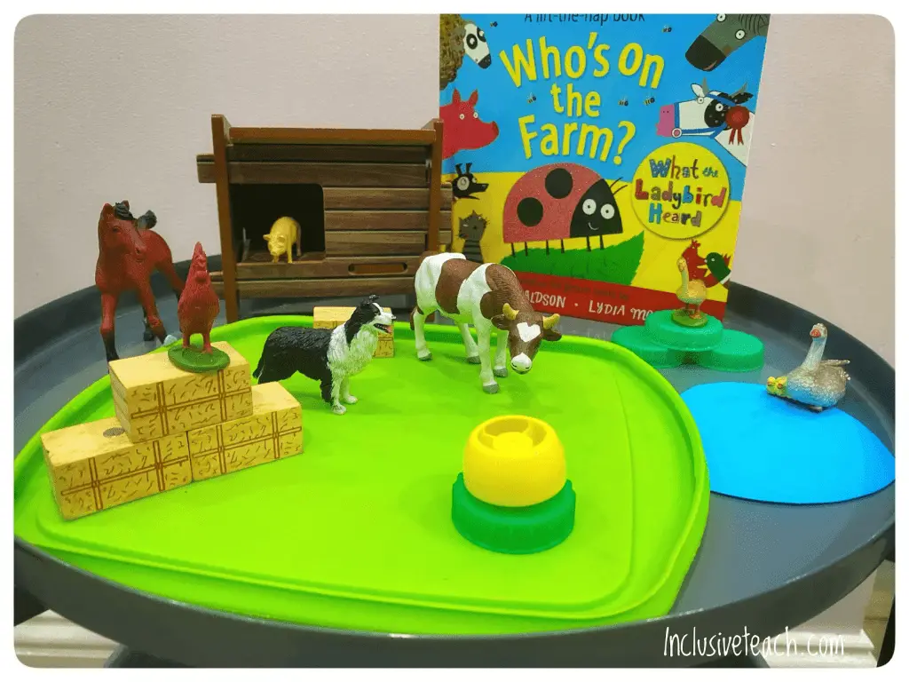 Heuristic play SEN and EYFS Farm animals topic. Figures and reading book