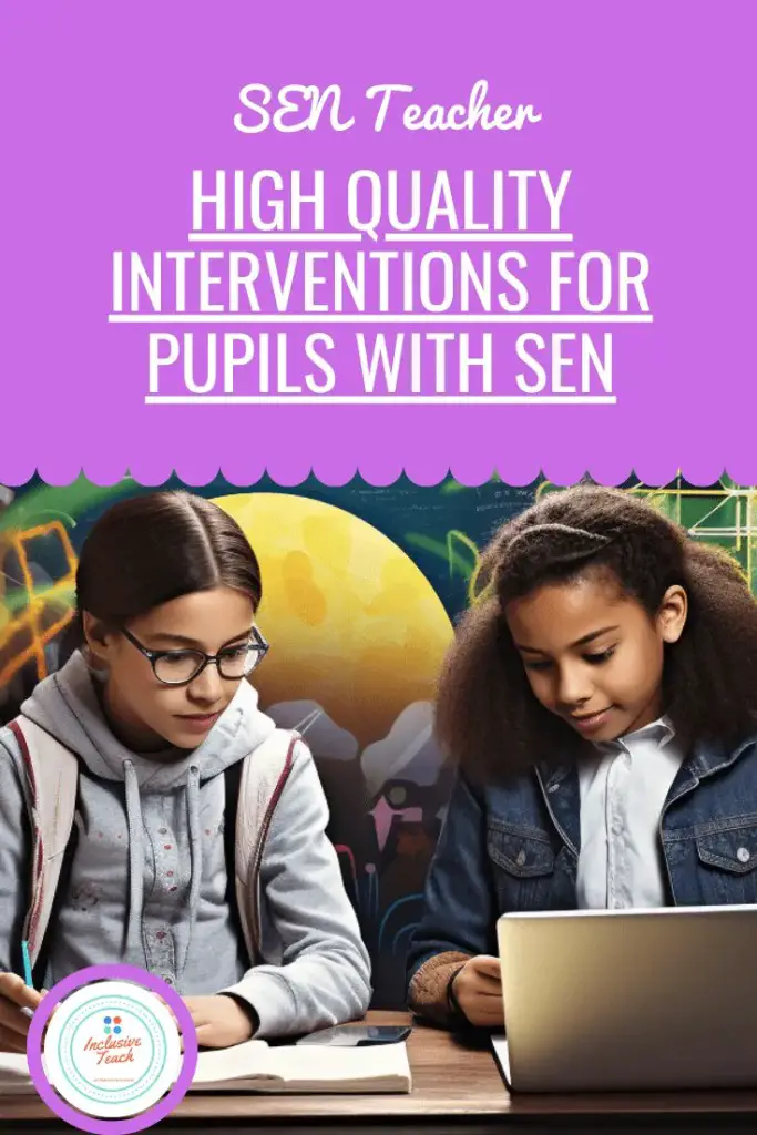 High Quality Interventions for Pupils with SEN two girls learning using technology