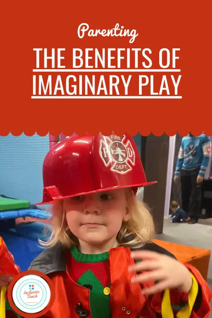 The Benefits of Imaginary Play toddler dressed up as firefighter