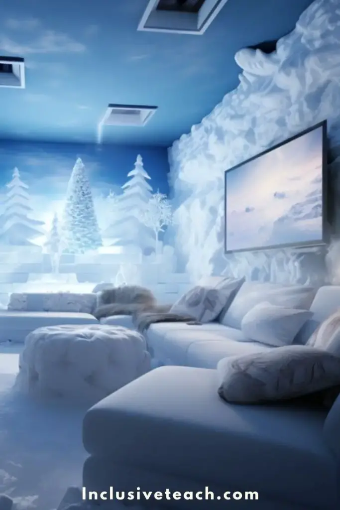 Winter themed immersive storytelling space