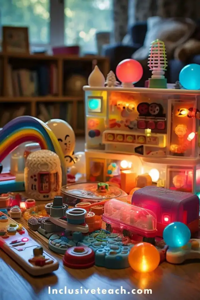 A range of brightly coloured DIY home made sensory toys for autistic children