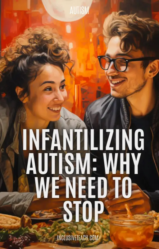 Infantilizing Autism: Why We need To Stop two young people eating a takeaway digital art. Infantilizing Autistic Adults