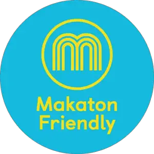 signing for autism: Makaton Logo blue with yellow writing