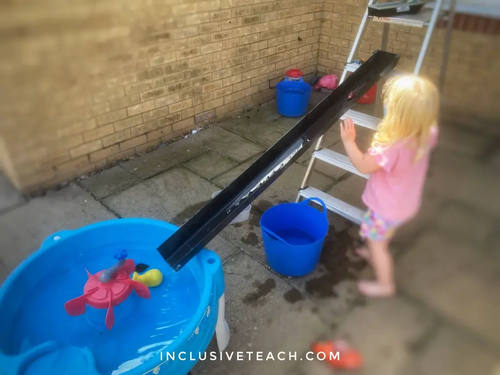 Water play activity for a 3 year old STEM experiment and free play