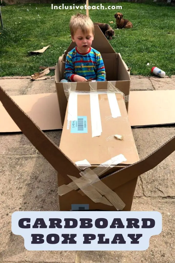 Cardboard box pretend play activities a homemade plane