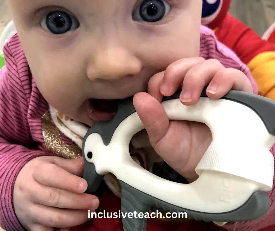 Reducing Chewing Behaviour Autism. Baby with a teether